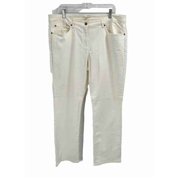 Eileen Fisher Wihte Denim Wide Leg Jeans High Rise Sz XL - Picture 1 of 3